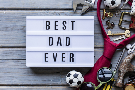 Best dad ever, Father's Day lightbox message. Overhead viewの写真素材