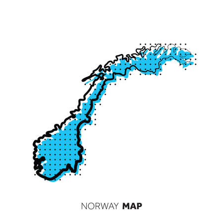Norway vector country map. Map outline with dots.のイラスト素材