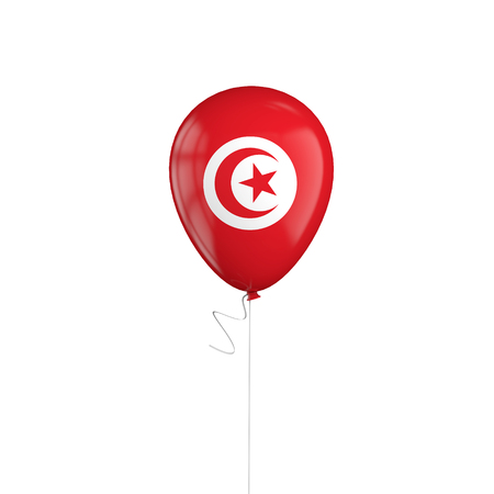 Tunisia flag balloon on a string. 3D Renderingの写真素材