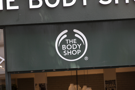 LONDON, UK - JULY 31th 2018: The Body Shop cosmetics store on Oxford Street in central London.のeditorial素材