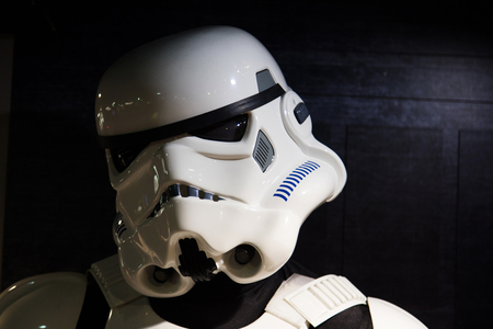 LONDON, UK - JULY 31th 2018: A Stormtrooper figure from the popular Star Wars film franchise on display in a shop in central Londonのeditorial素材