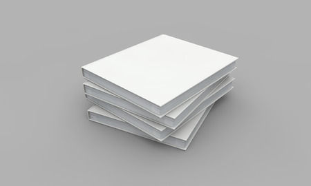 Hardback book cover mockup. White book on a grey background. 3D Renderingの写真素材