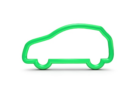 Green car outline. Concept of eco friendly transport. 3D Renderingの写真素材