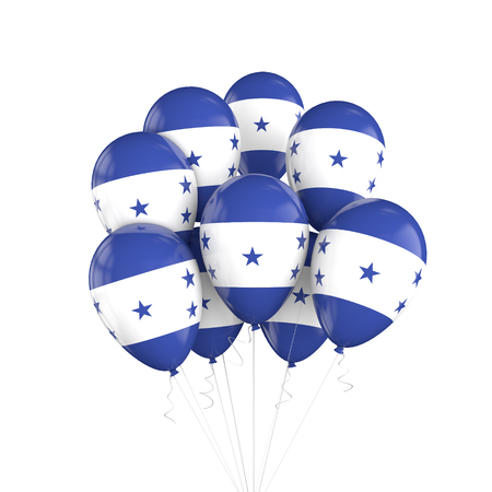 Honduras flag bunch of balloons on string. 3D Renderingの写真素材