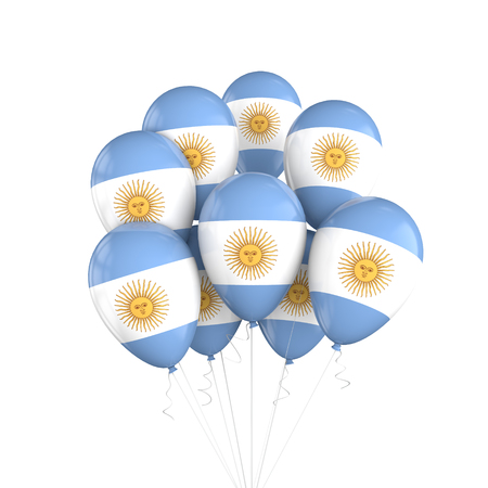 Argentina flag bunch of balloons on string. 3D Renderingの写真素材