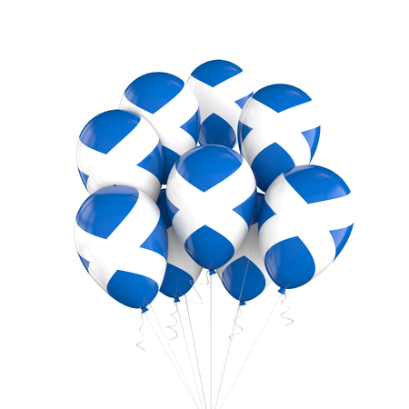 Scotland flag bunch of balloons on string. 3D Renderingの写真素材