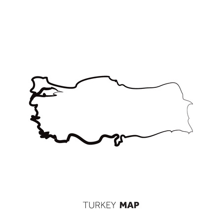 Turkey vector country map outline. Black line on white backgroundのイラスト素材