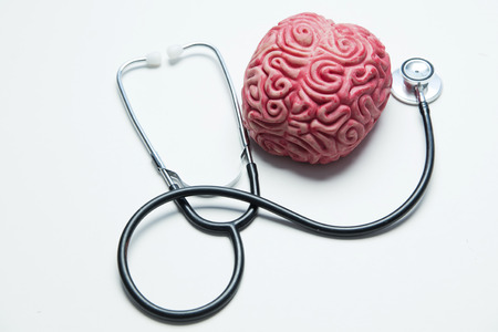 Mental health concept. Brain with a stethoscope.の写真素材