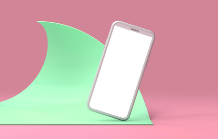 Modern frameless smartphone blank screen template. abstract trendy fashionable mockup. 3D Renderingの写真素材