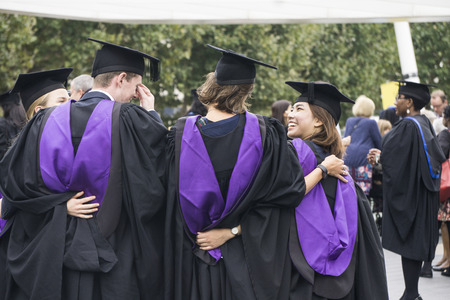 LONDON, UK - SEPTEMBER 5th 2018: Graduates from University College London attend their graduation ceremony in Central Londonのeditorial素材