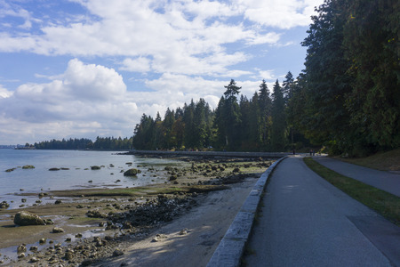 The seawall waterfront path in Stanley Park, Vancouver