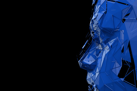 Artificial Intelligence concept. Human head made fom connected lines. 3D Renderingの写真素材