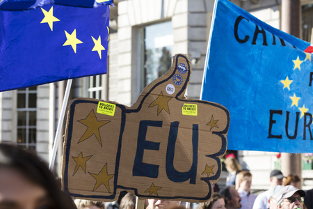 LONDON, UK - OCTOBER 20th 2018: Hundreds of thousands of people join the people's vote Anti Brexit...