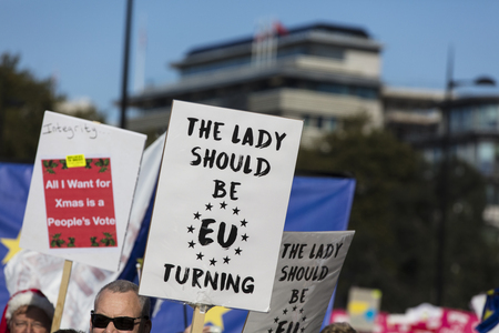 LONDON, UK - OCTOBER 20th 2018: Hundreds of thousands of people join the people's vote Anti Brexit protest march in central Londonのeditorial素材