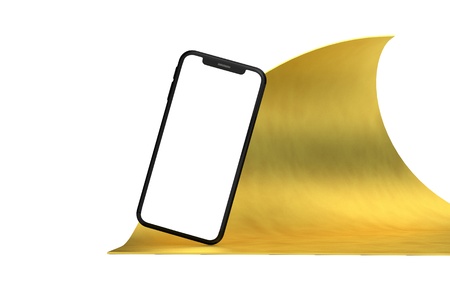 Modern frameless smartphone blank screen template. abstract trendy fashionable mockup. 3D Renderingの写真素材