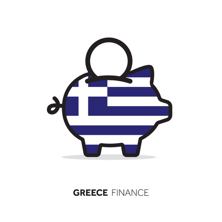 Greece economic concept. Piggy bank with national flag.のイラスト素材