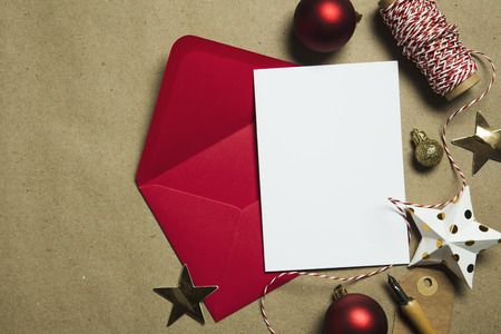 Christmas letter to Sant. Letter and envelope with festive decorations