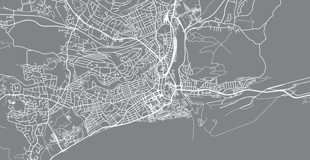 Urban vector city map of Swansea, Walesのイラスト素材