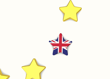 Brexit concept. European union yellow stars with great britain union jack flag. 3D Rendering