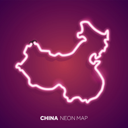 Neon light map of Chinaのイラスト素材