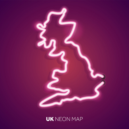 Neon light map of United Kingdomのイラスト素材