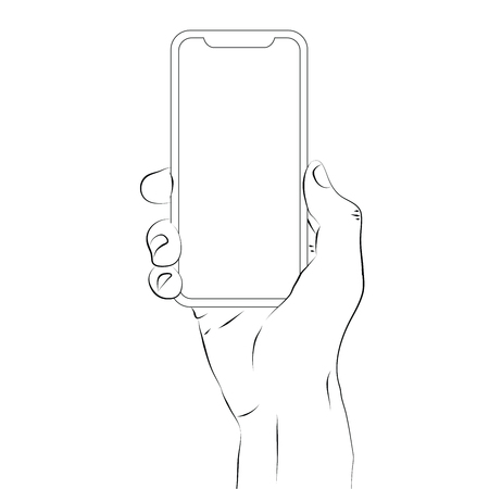 Hands holding a smartphone with blank screen and modern frame less designのイラスト素材
