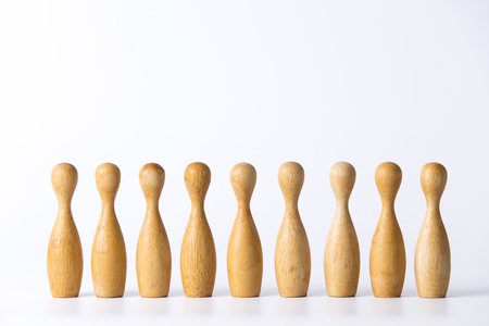 Business team uman resources concept. wooden block figures standing together.の写真素材