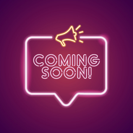 Coming soon neon light announcement poster templateのイラスト素材
