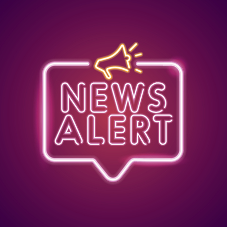 News alert neon light announcement poster templateのイラスト素材