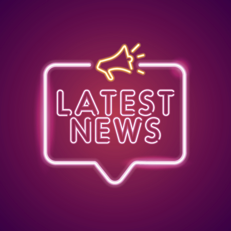 Latest news neon light announcement poster templateのイラスト素材