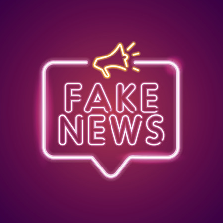 Fake news neon light announcement poster templateのイラスト素材