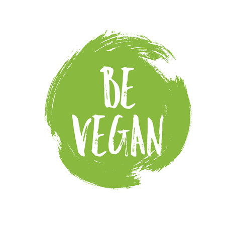 Be Vegan circular green grunge emblem badgeの写真素材