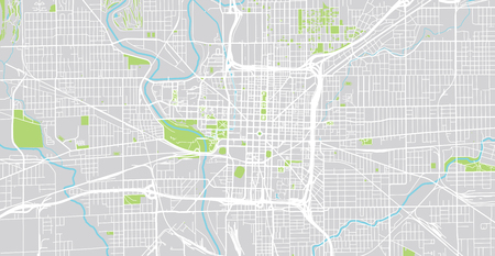 Urban vector city map of Indianapolis,Indiana, United States of Americaのイラスト素材
