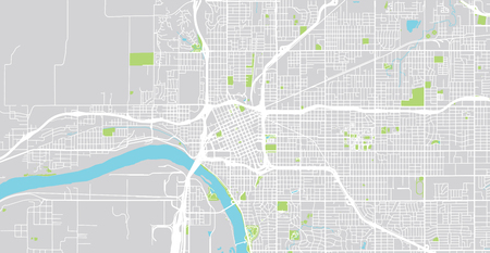 Urban vector city map of Tulsa, Oaklahoma, United States of Americaのイラスト素材