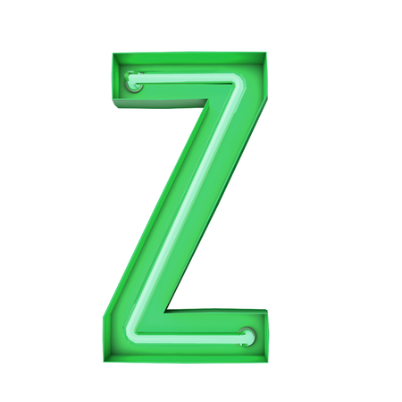 Neon style light letter Z. Glowing neon Capital letter. 3D renderingの写真素材