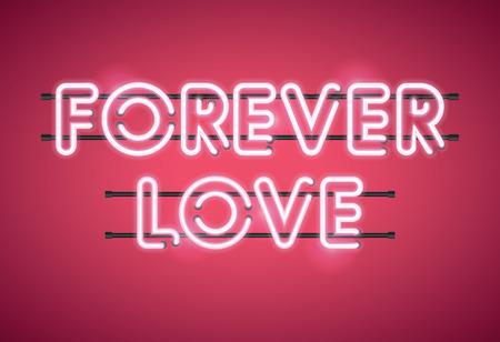 Forever Love Valentine's Day glowing neon signのイラスト素材