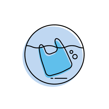 Plastic waste in the ocean concept. Sea Pollution.のイラスト素材