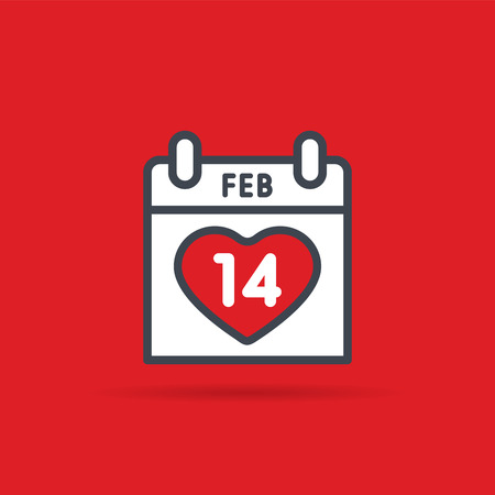 Valentine's Day calendar. February 14th illustrationのイラスト素材