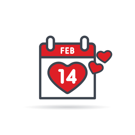 Valentine's Day calendar. February 14th illustrationのイラスト素材
