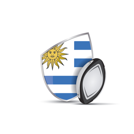 Uruguay rugby shield with rugby ballのイラスト素材