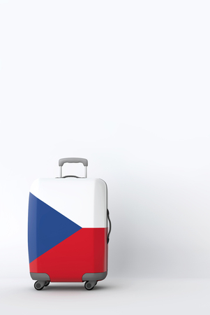Travel suitcase with the flag of Czech Republic. Holiday destination. 3D Renderの写真素材
