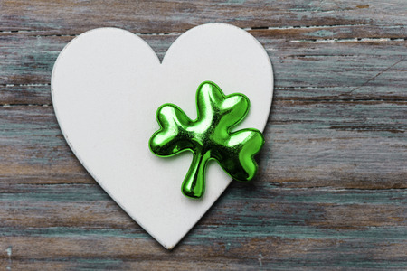 St Patricks Day background with clover leaf and heartの写真素材