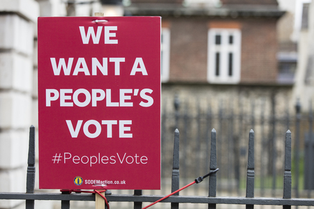 LONDON, UK - March 13, 2019: Anti brexit supporters protesting in Westminster