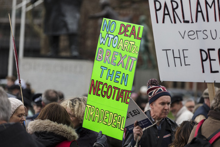 LONDON, UK - March 13, 2019: Brexit supporters campaigning to leave the EUのeditorial素材