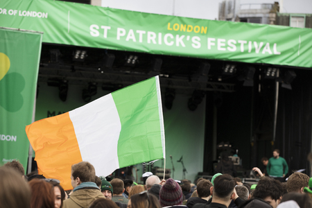 LONDON, UK - March 17th 2019: People celebrate St Patricks day in Londonのeditorial素材