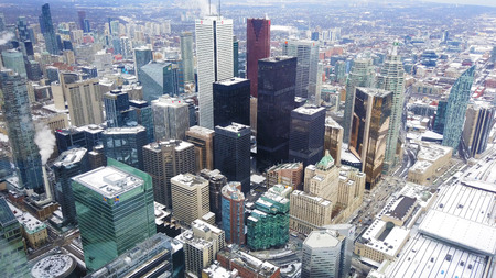 High aerial view over looking the city of Toronto, Canadaのeditorial素材