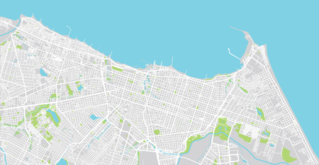 Urban vector city map of Fortaleza, Brazilのイラスト素材