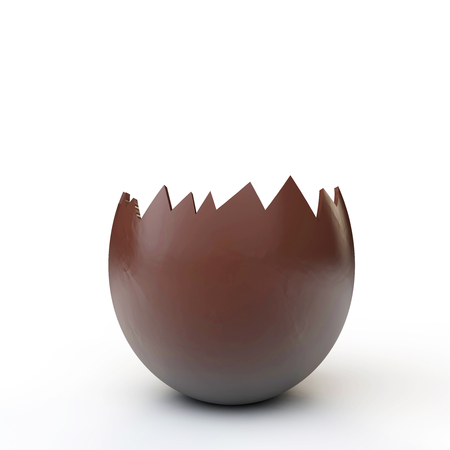 Chocolate easter egg cracked open. 3D Renderingの写真素材