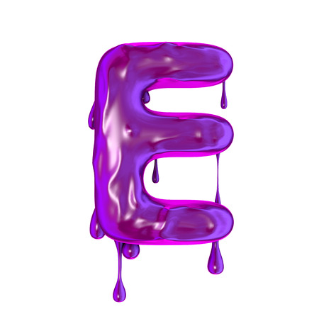 Purple dripping slime halloween capital letter Eの写真素材