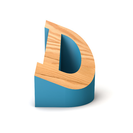 Letter D wooden angled font. 3D Renderingの写真素材